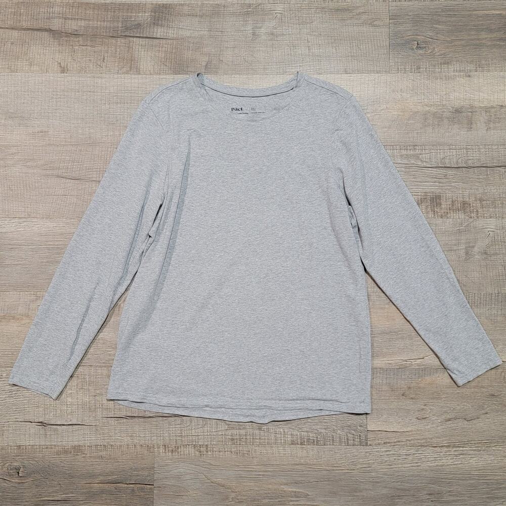 Pact Long Sleeve Organic Cotton Shirt Gray Size XXL Comfort Casual Classic Top